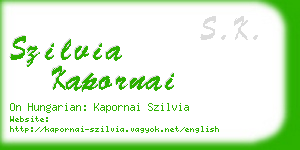 szilvia kapornai business card